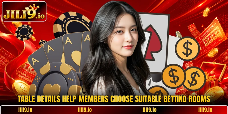 Table details help members choose suitable betting rooms Table details help members choose suitable betting rooms